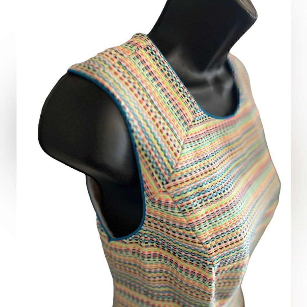 Shoshanna Prism Neon Pleated Fit and Flared Retro Dress - Picture 14 of 15